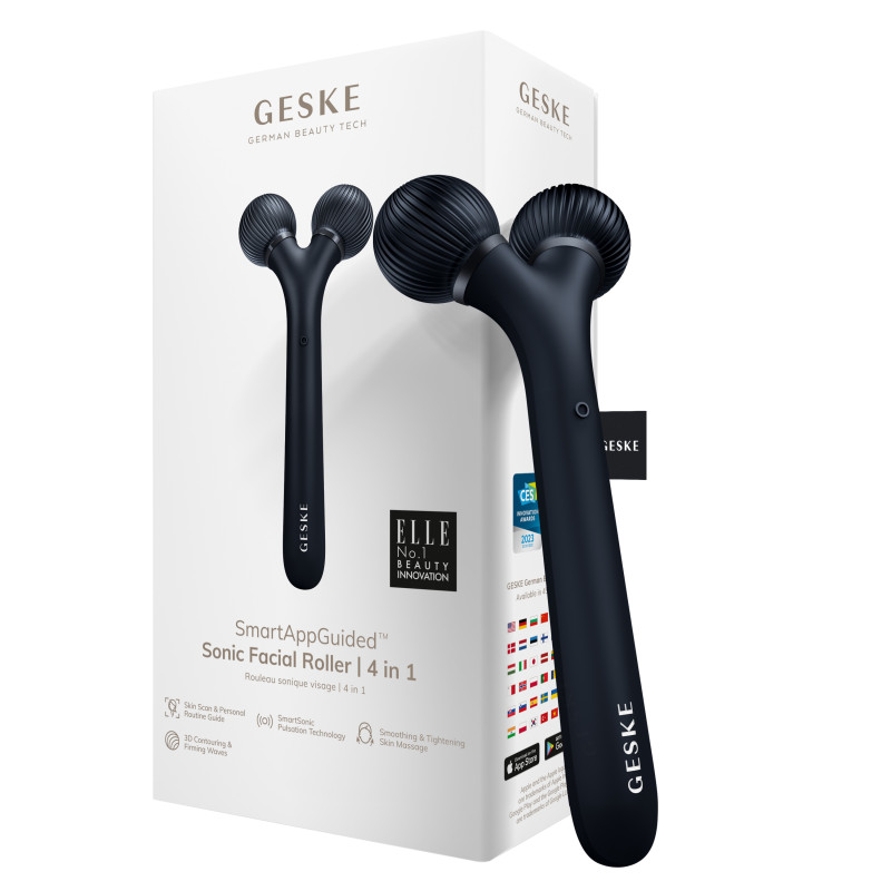 Електронний ультразвуковий ролик для обличчя GESKE Sonic Facial Roller black