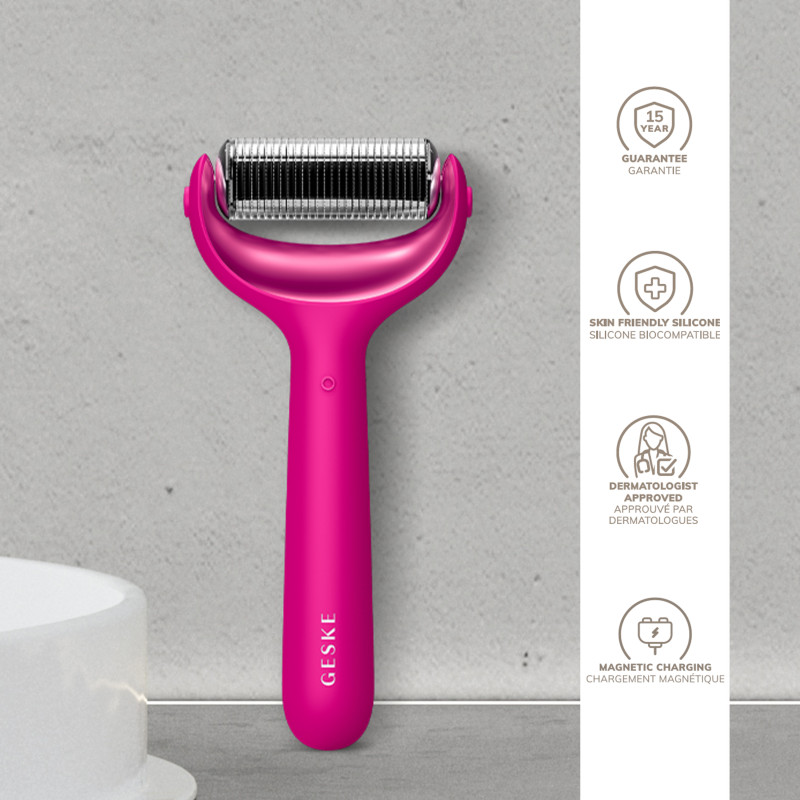 Ролер для голкової мезотерапії обличчя та тіла GESKE MicroNeedle Face&Body Roller 9 в 1 magenta