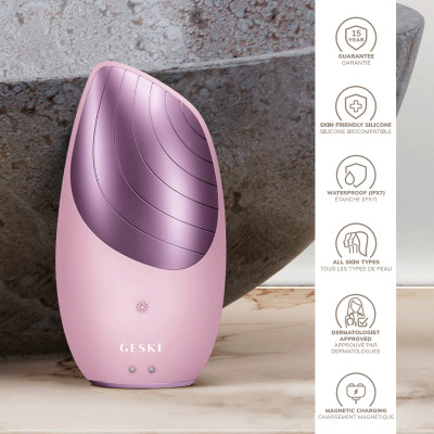Електронна звукова термощітка для обличчя GESKE Sonic Thermo Facial Brush 6 в 1 pink