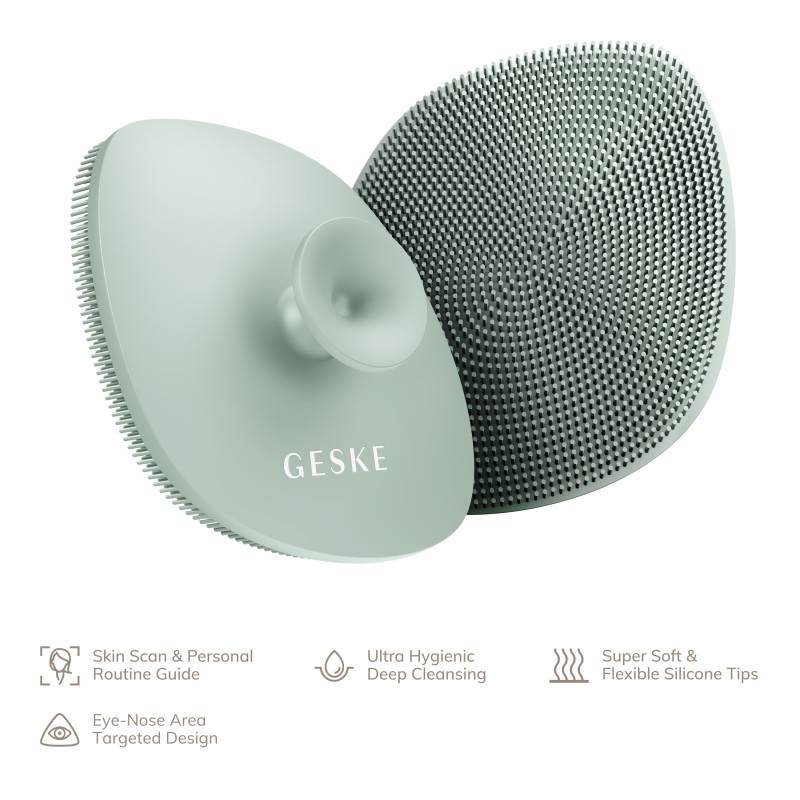 Щітка для обличчя GESKE Facial Brush 4 в 1 з тримачем green