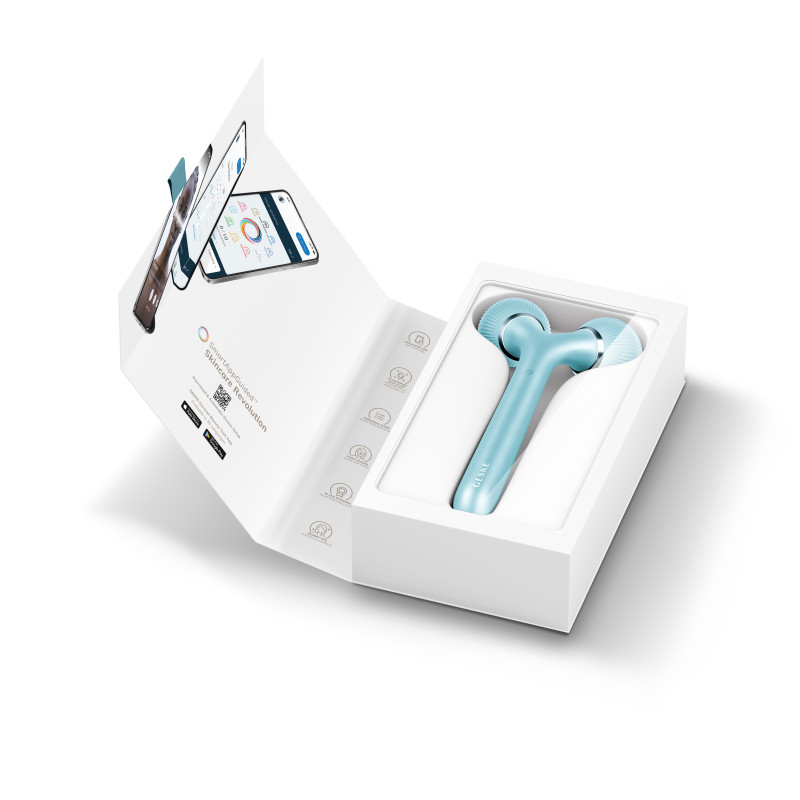 Електронний ультразвуковий ролик для обличчя та тіла GESKE Sonic Facial&Body Roller 4 в 1 turquoise