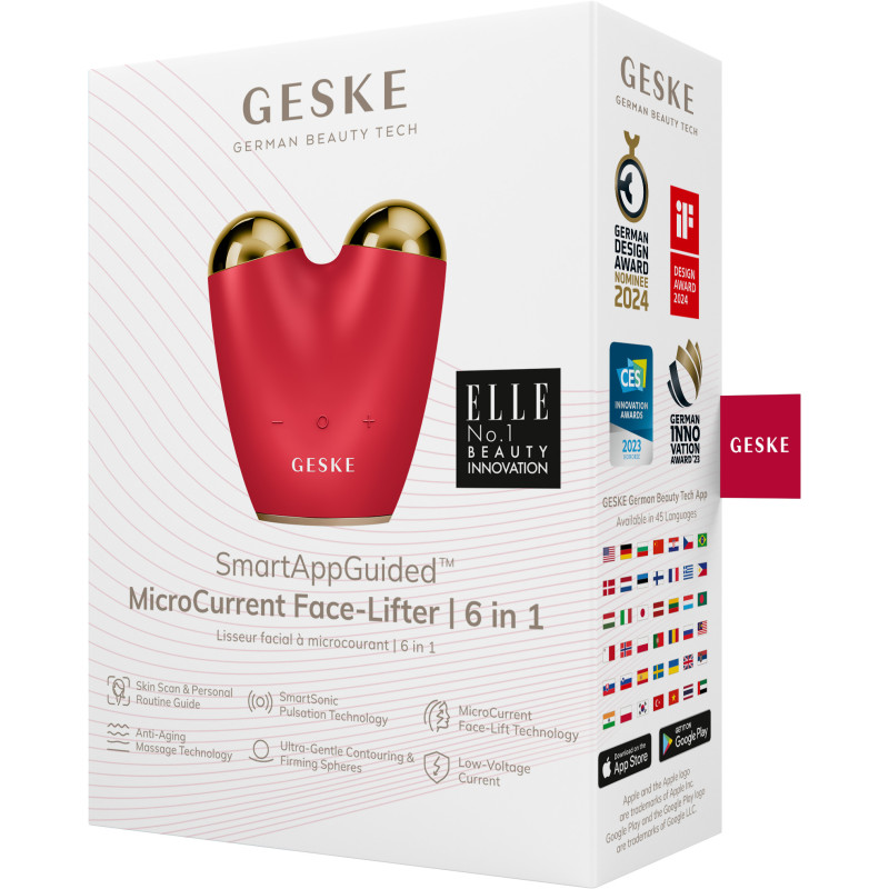 Мікрострумовий підтягувач обличчя GESKE MicroCurrent Face-Lifter 6 в 1 red