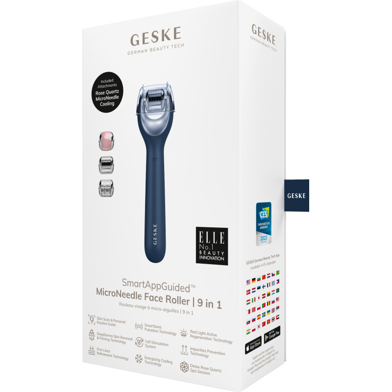 Електронний ролер для обличчя з мікроголками GESKE MicroNeedle Face Roller 9 в 1 midnight