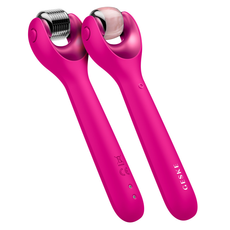 Електронний ролер для обличчя з мікроголками GESKE MicroNeedle Face Roller 9 в 1 magenta