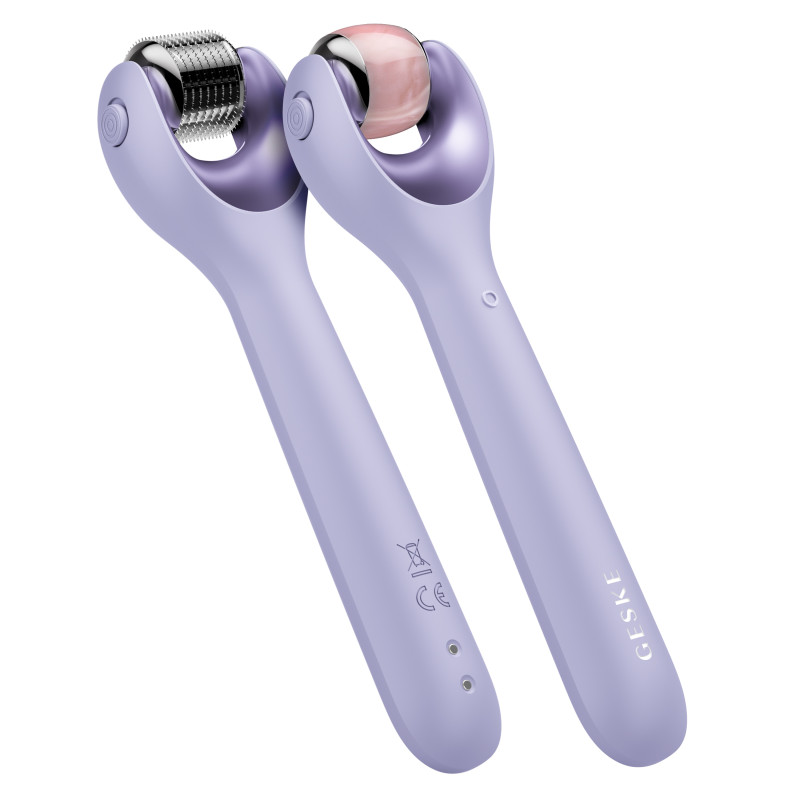Електронний ролер для обличчя з мікроголками GESKE MicroNeedle Face Roller 9 в 1 purple
