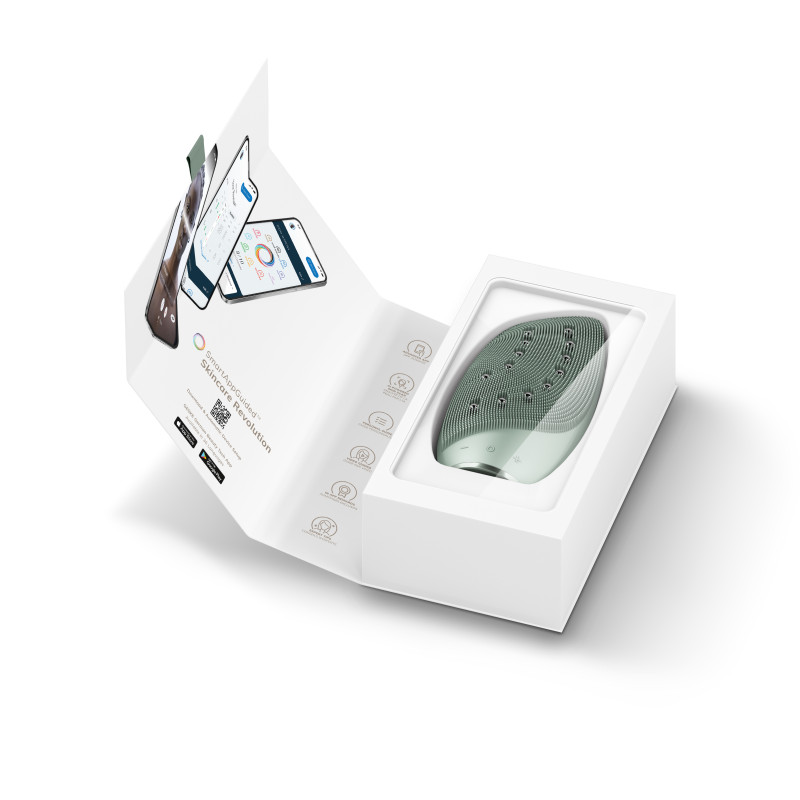 Очищувальна щітка для обличчя GESKE Sonic Thermo Facial Brush&Face-Lifter green