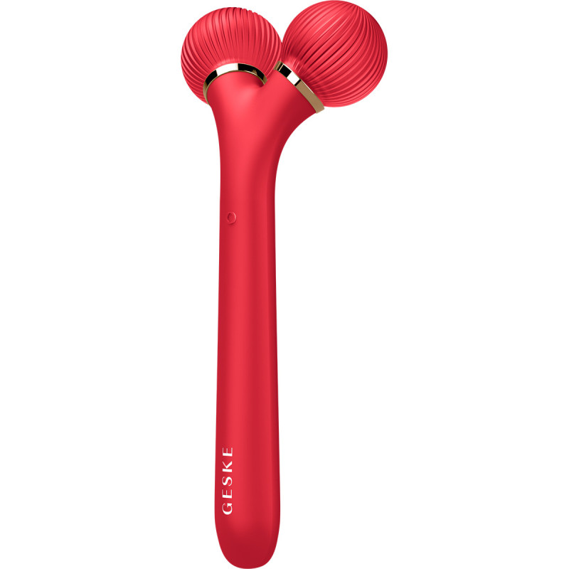 Електронний ультразвуковий ролик для обличчя GESKE Sonic Facial Roller 4 в 1 red