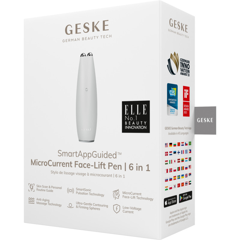 Мікрострумова ручка для підтяжки обличчя GESKE MicroCurrent Face-Lift Pen white