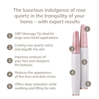Ручка-масажер для обличчя з рожевим кварцом GESKE SmartAppGuided Rose Quartz & Depuffing Pen 6in1 starlight