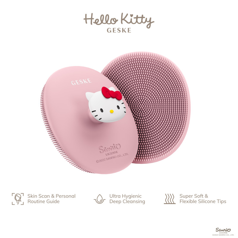 Щітка для обличчя GESKE Facial Brush 3 в 1 by Hello Kitty з тримачем pink
