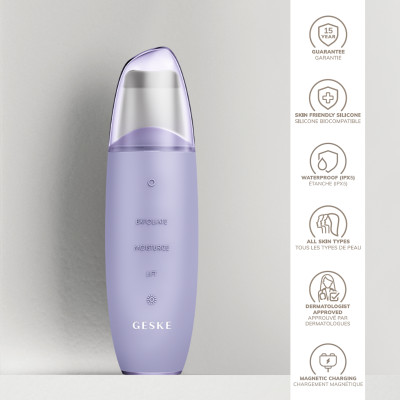 Мікрострумовий скрабер для шкіри та усунення чорних точок GESKE MicroCurrent Skin Scrubber&Blackhead Remover 9 в 1 purple