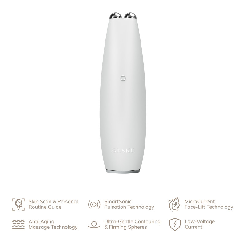 Мікрострумова ручка для підтяжки обличчя GESKE MicroCurrent Face-Lift Pen white