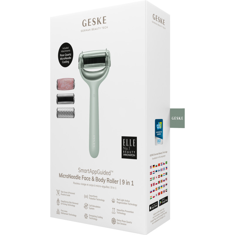 Ролер для голкової мезотерапії обличчя та тіла GESKE MicroNeedle Face&Body Roller 9 в 1 green