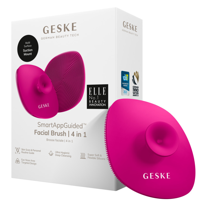 Щітка для обличчя GESKE Facial Brush 4 в 1 з тримачем magenta