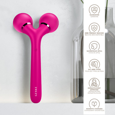 Електронний ультразвуковий ролик для обличчя та тіла GESKE Sonic Facial&Body Roller 4 в 1 magenta