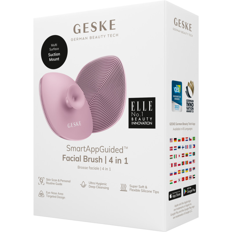 Щітка для обличчя GESKE Facial Brush 4 в 1 з тримачем pink