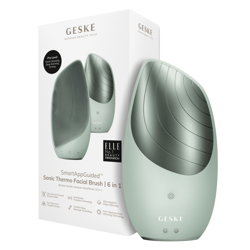 Електронна звукова термощітка для обличчя GESKE Sonic Thermo Facial Brush 6 в 1 green