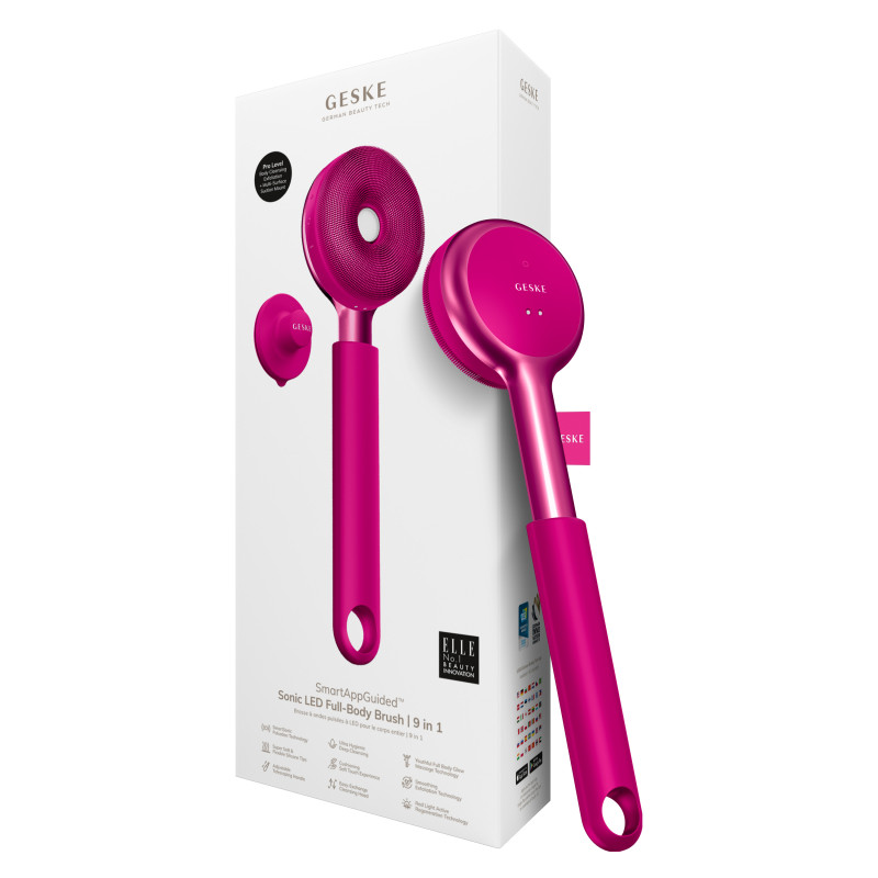 Звукова світлодіодна щітка для всього тіла GESKE Sonic LED Full-Body Brush&Intensive Exfoliator 9 в 1 magenta