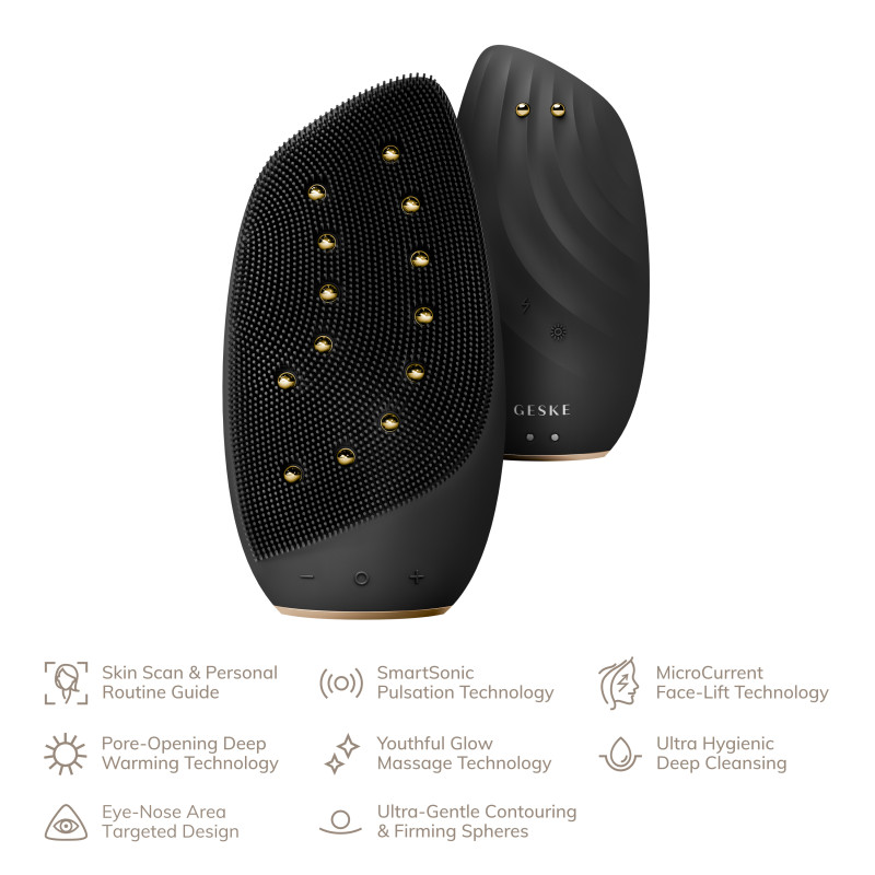 Очищувальна щітка для обличчя GESKE Sonic Thermo Facial Brush&Face-Lifter 8 в 1 gray
