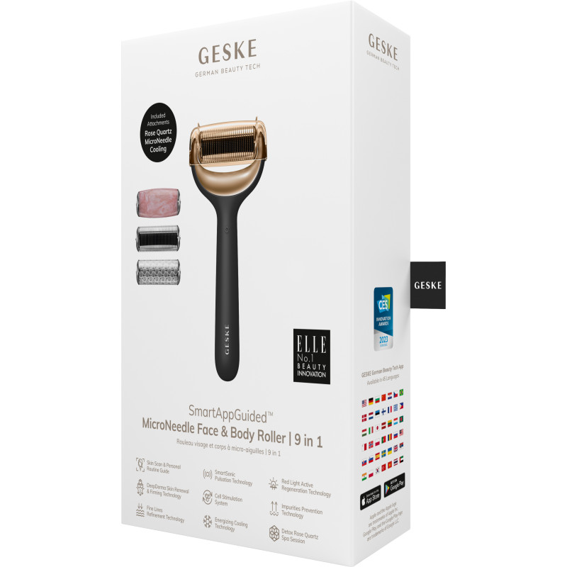 Ролер для голкової мезотерапії обличчя та тіла GESKE MicroNeedle Face&Body Roller 9 в 1 gray