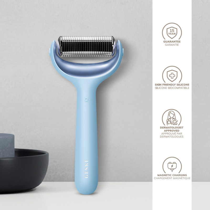 Електронний ролер для обличчя та тіла з мікроголками GESKE MicroNeedle Face&Body Roller 8 в 1 aquamarine