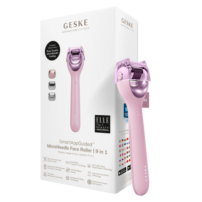 Електронний ролер для обличчя з мікроголками GESKE MicroNeedle Face Roller pink Електронний ролер для обличчя з мікроголками GESKE MicroNeedle Face Roller pink