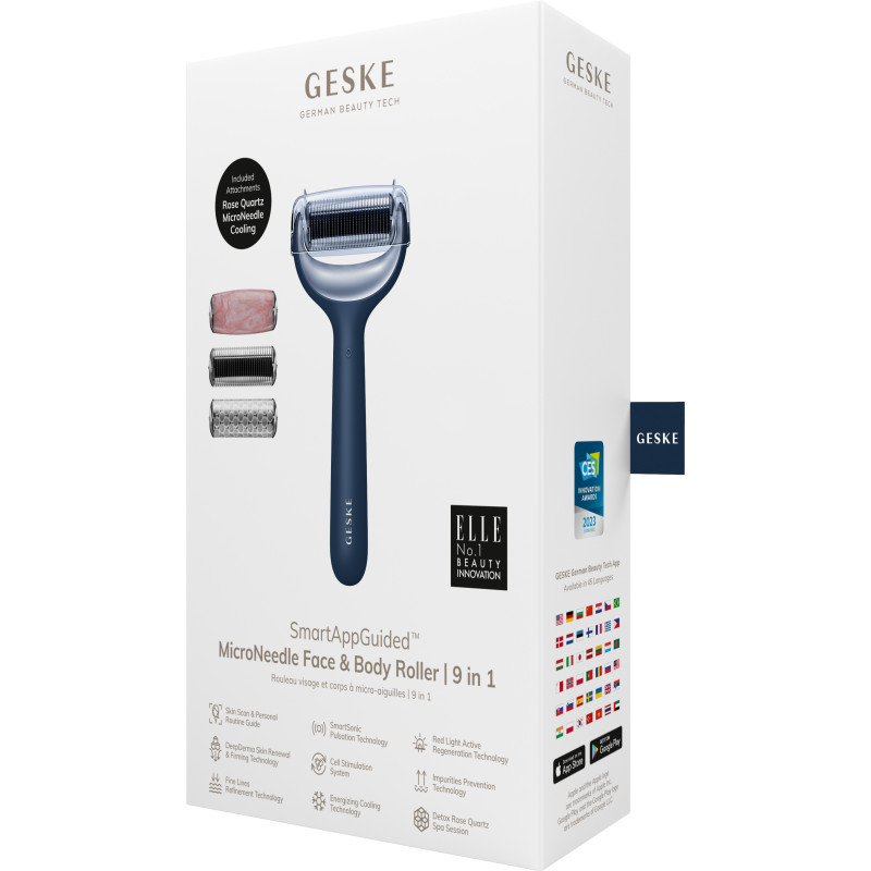 Ролер для голкової мезотерапії обличчя та тіла GESKE MicroNeedle Face&Body Roller 9 в 1 midnight