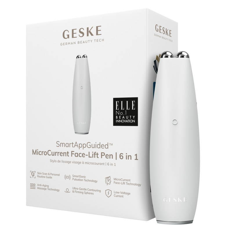 Мікрострумова ручка для підтяжки обличчя GESKE MicroCurrent Face-Lift Pen white