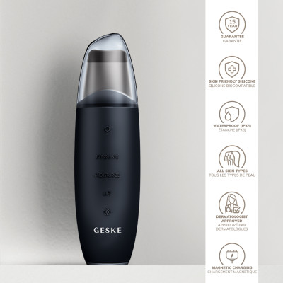 Мікрострумовий скрабер для шкіри та усунення чорних точок GESKE MicroCurrent Skin Scrubber&Blackhead Remover 9 в 1 black