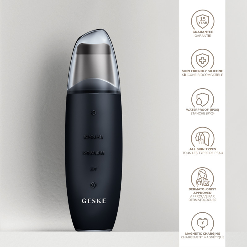 Мікрострумовий скрабер для шкіри та усунення чорних точок GESKE MicroCurrent Skin Scrubber&Blackhead Remover 9 в 1 black