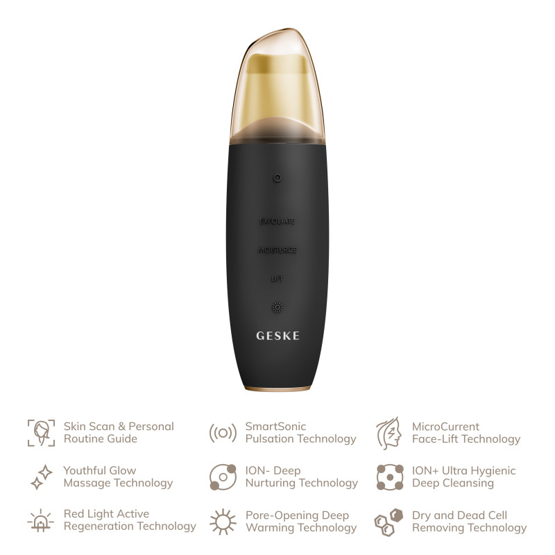 Мікрострумовий скрабер для шкіри та усунення чорних точок GESKE MicroCurrent Skin Scrubber&Blackhead Remover gray