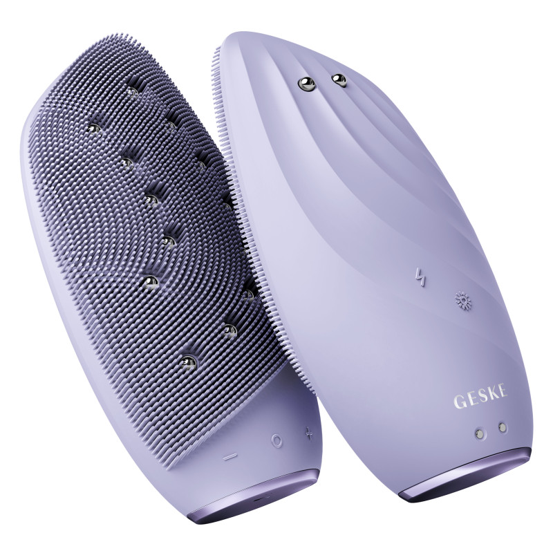 Очищувальна щітка для обличчя GESKE Sonic Thermo Facial Brush&Face-Lifter 8 в 1 purple
