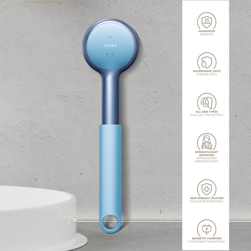 Звукова світлодіодна щітка для всього тіла GESKE Sonic LED Full-Body Brush&Intensive Exfoliator 9 в 1 aquamarine