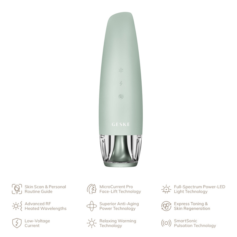 Антивіковий LED-випромінювач для відновлення шкіри обличчя GESKE Anti-Aging Skin Renewer 9 в 1 green