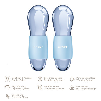 Подвійний масажер для очей GESKE Cool&Warm Duo Eye Massager 7 в 1 aquamarine