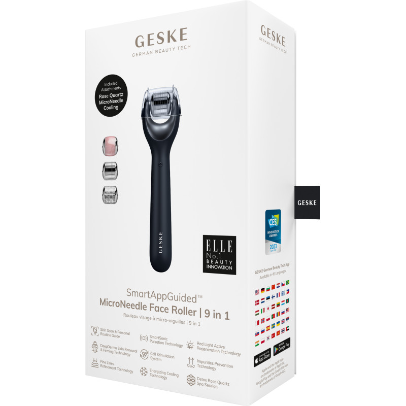 Електронний ролер для обличчя з мікроголками GESKE MicroNeedle Face Roller 9 в 1 black