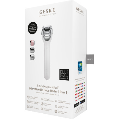 Електронний ролер для обличчя з мікроголками GESKE MicroNeedle Face Roller 9 в 1 white