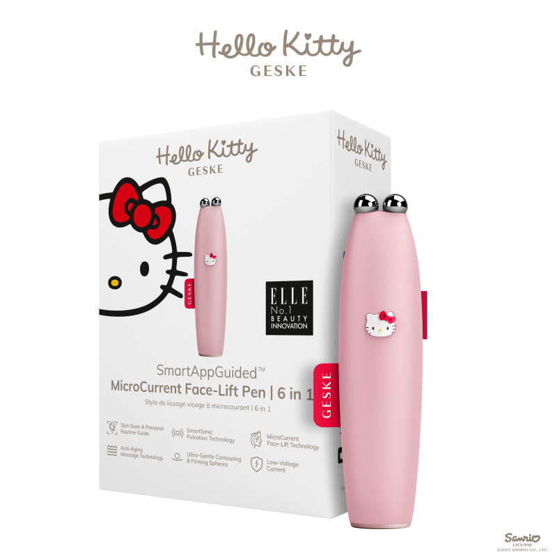 Мікрострумова ручка для підтяжки обличчя GESKE MicroCurrent Face-Lift Pen by Hello Kitty pink