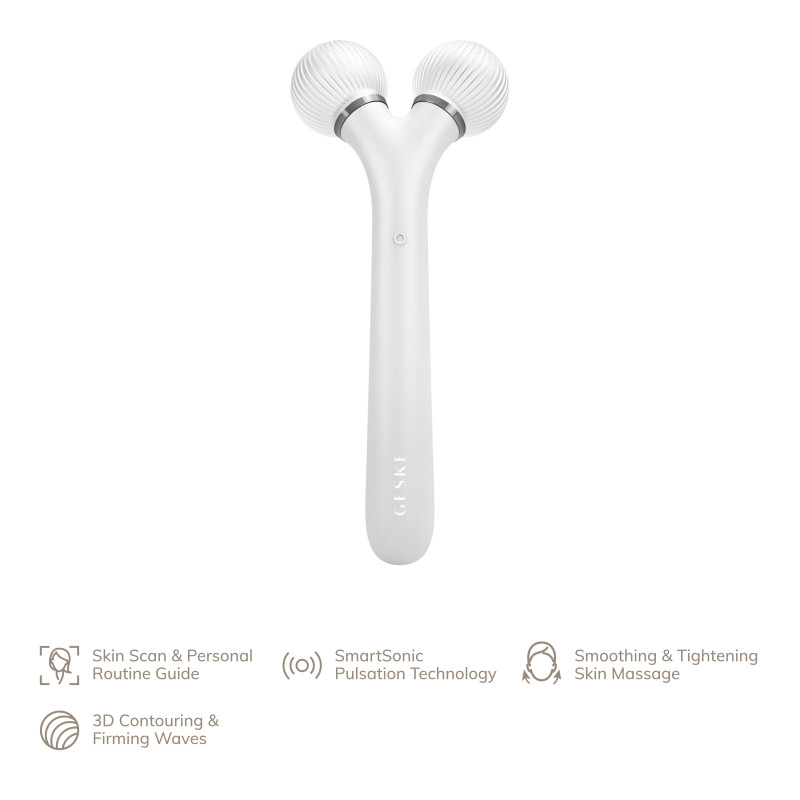Електронний ультразвуковий ролик для обличчя GESKE Sonic Facial Roller 4 в 1 white
