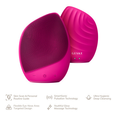 Електронна ультразвукова щітка для обличчя GESKE Sonic Facial Brush 5 в 1 magenta