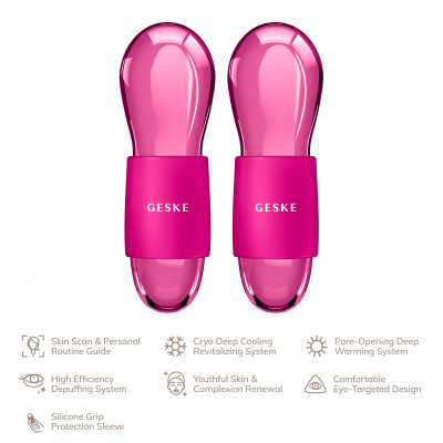Подвійний масажер для очей GESKE Cool&Warm Duo Eye Massager 7 в 1 magenta