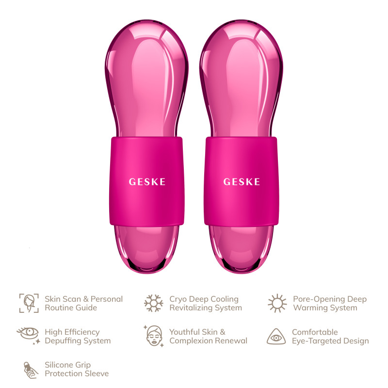 Подвійний масажер для очей GESKE Cool&Warm Duo Eye Massager 7 в 1 magenta