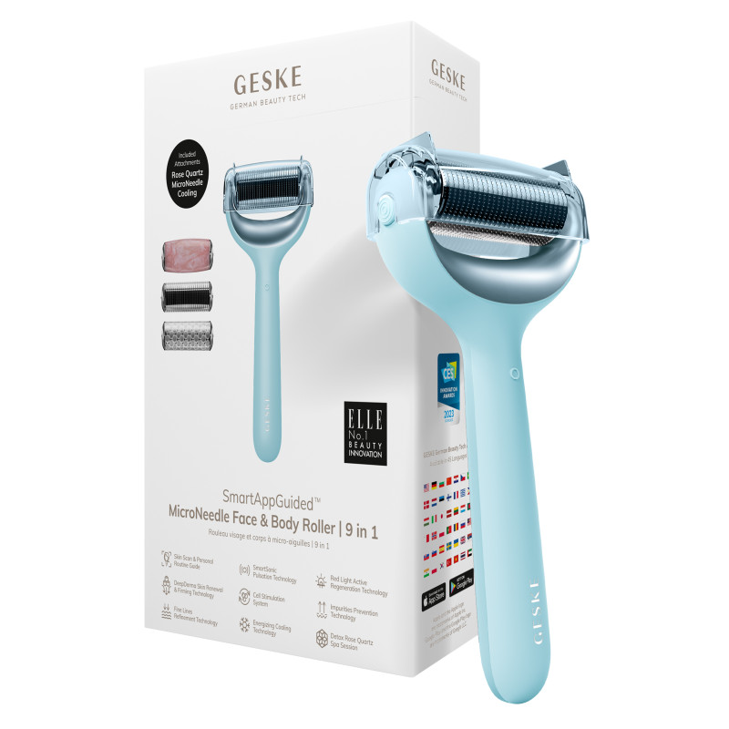 Ролик для голкової мезотерапії обличчя та тіла GESKE MicroNeedle Face&Body Roller 9 в 1 turquoise