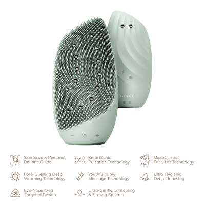 Очищувальна щітка для обличчя GESKE Sonic Thermo Facial Brush&Face-Lifter green