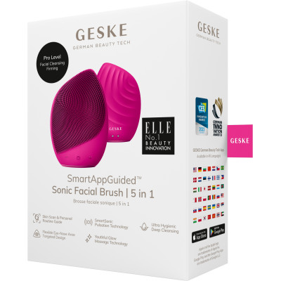 Електронна ультразвукова щітка для обличчя GESKE Sonic Facial Brush 5 в 1 magenta
