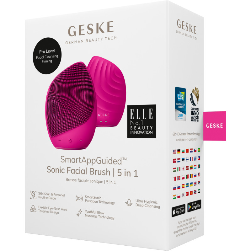 Електронна ультразвукова щітка для обличчя GESKE Sonic Facial Brush 5 в 1 magenta