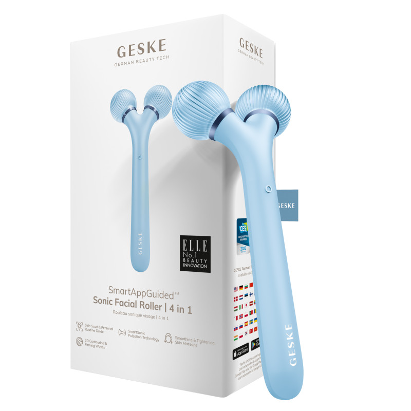 Електронний ультразвуковий ролик для обличчя GESKE Sonic Facial Roller 4 в 1 aquamarine