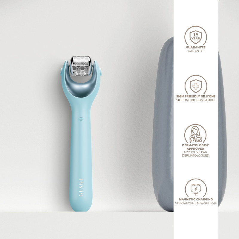 Електронний ролер для обличчя з мікроголками GESKE MicroNeedle Face Roller 9 в 1 turquoise