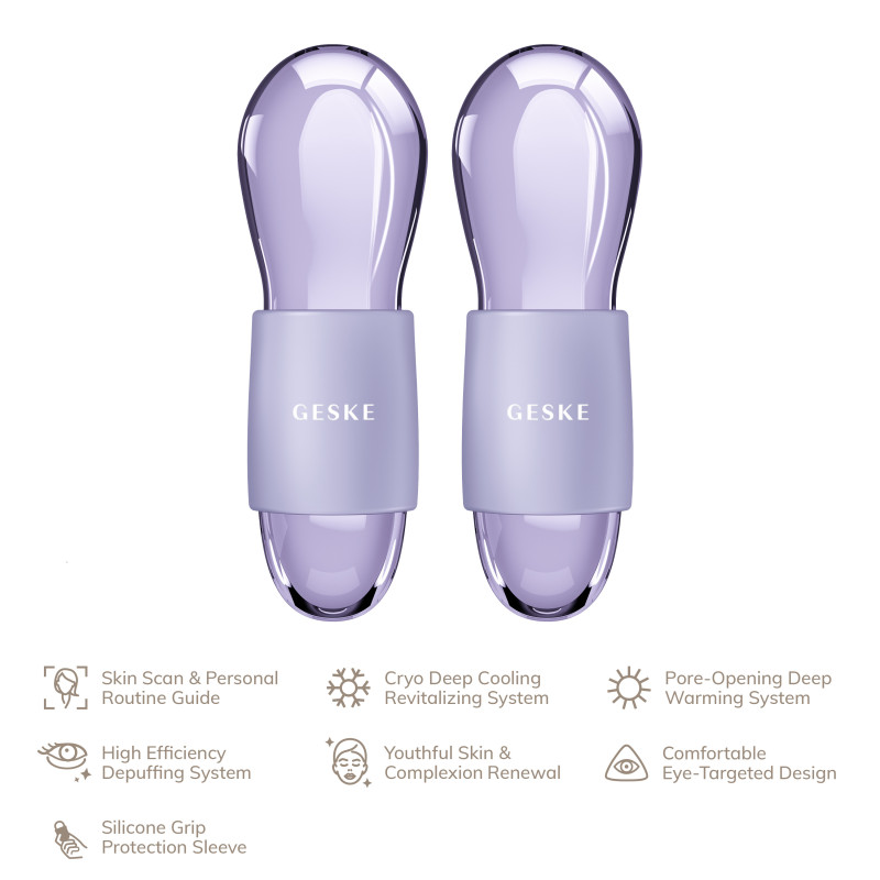 Подвійний масажер для очей GESKE Cool&Warm Duo Eye Massager purple