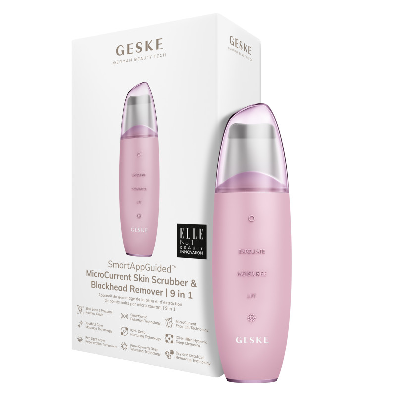 Мікрострумовий скрабер для шкіри та усунення чорних точок GESKE MicroCurrent Skin Scrubber&Blackhead Remover pink